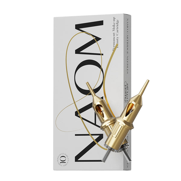 NAOM Semi-Permanent Makeup Needles - 10-Pack Gold Tattoo Needle Case Suitable for Lip Blush and Microblading Sterile Disposable Semi-Permanent Makeup Needles
