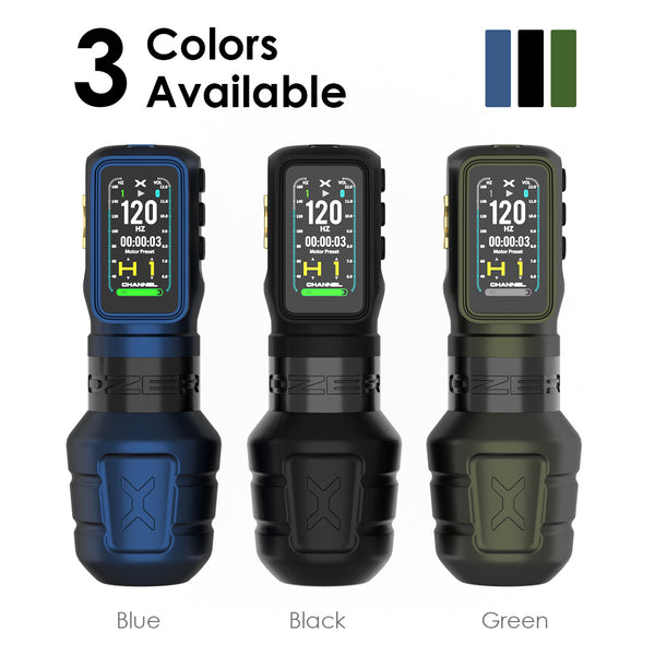 OZER Wireless Tattoo Pen Features a powerful motor and OLED multifunction display 3.5mm 4.2mm 5.0mm 3 fixed stroke lengths available Designed specifically for professional artists