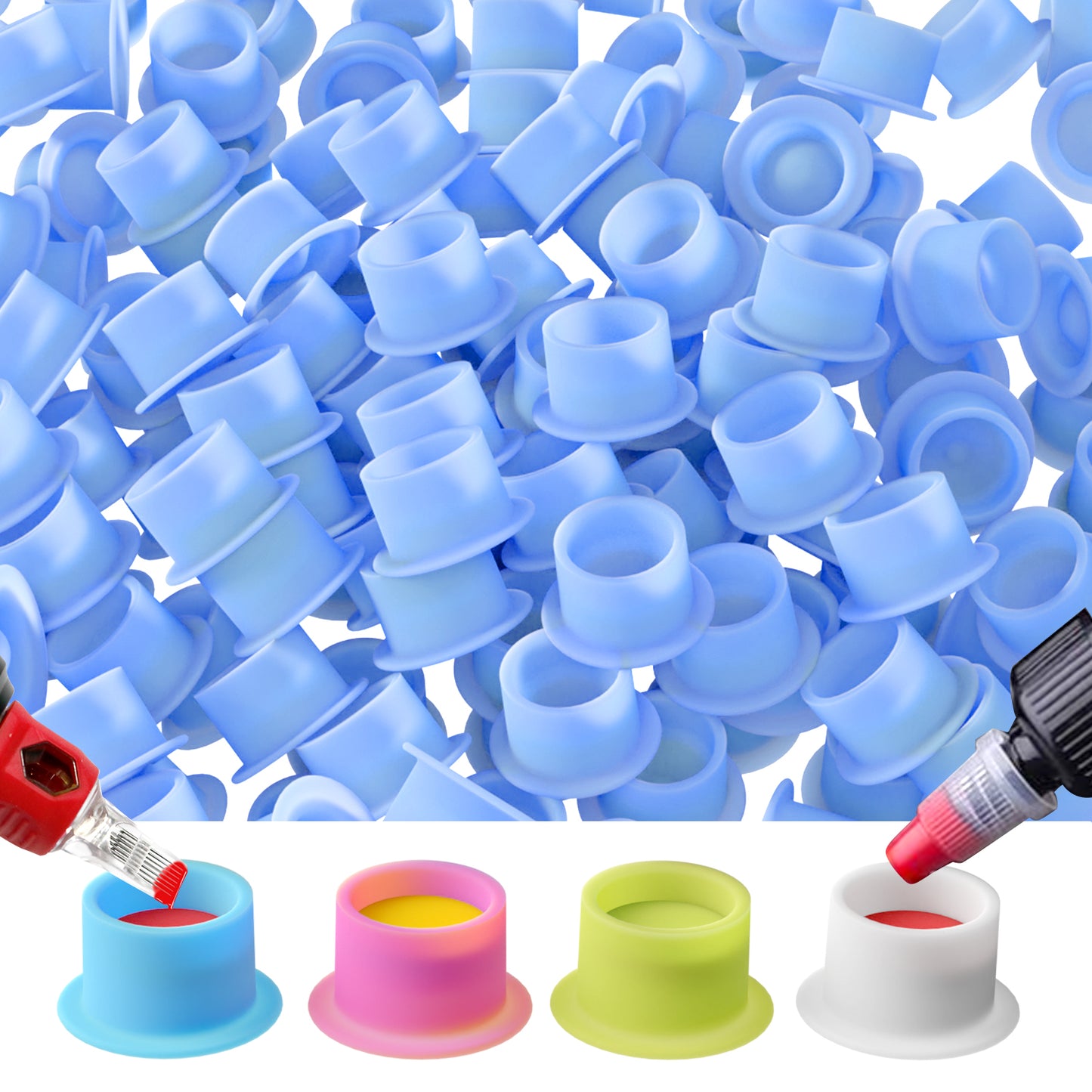 Tattoo Ink Cup Mix Color Disposable Silicone Tattoo Pigment Cup