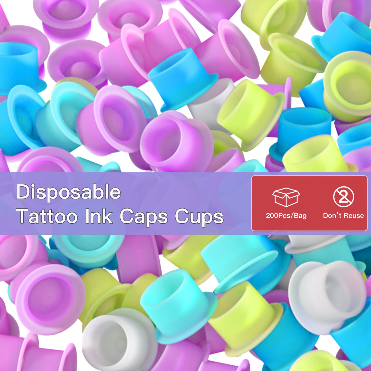 Tattoo Ink Cup Mix Color Disposable Silicone Tattoo Pigment Cup