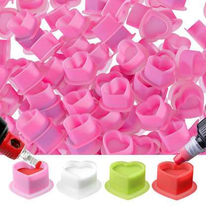 200pcs Tattoo Ink Cup Heart-Shaped Disposable Silicone Tattoo Pigment Cup