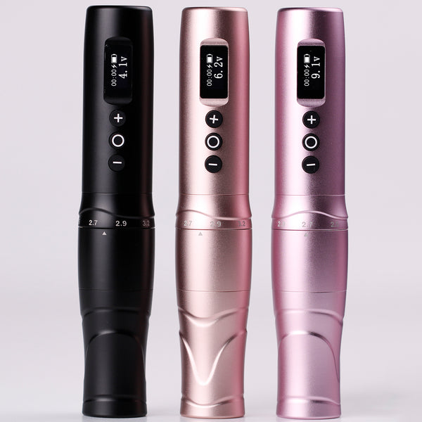 NAOM Practice Pen Adjustable stroke length 2.2-3.2mm Wireless semi-permanent makeup machine Professional training tool for eyebrows, lips, eyeliner, medical aesthetic tattooing Includes 2 batteries